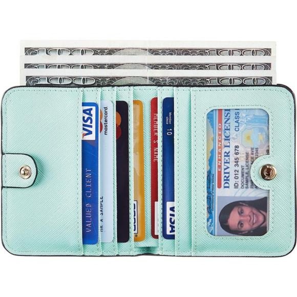 Womens Rfid Blocking Small Compact Bifold Luxury Genuine Leather Pocket Wallet - Picture 5 of 6